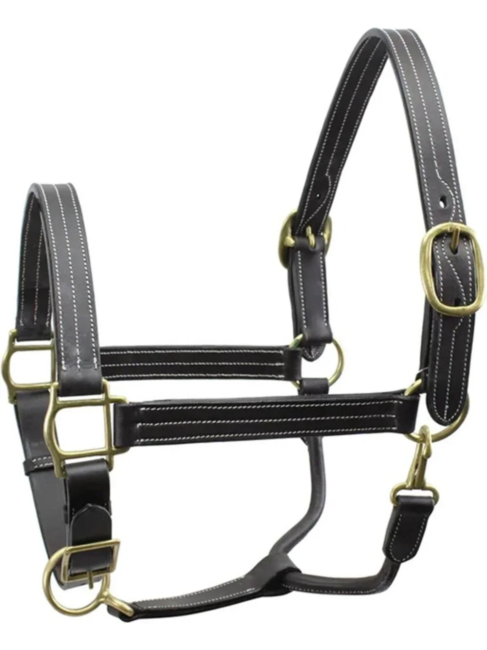 Elegant Adjustable Leather Halter - Fancy Stitch Design for English Riding